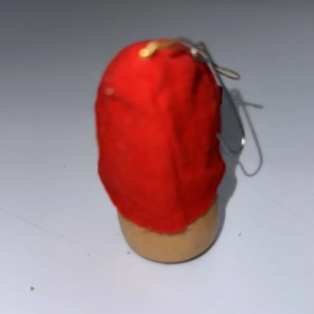 Vintage wooden gnome Christmas tree ornament‎ with glasses & red cap